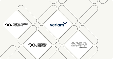 Veriam pattern with logos of Veriam, Metrics Matter, Metrics Matter Foundation and 2050 Foundation