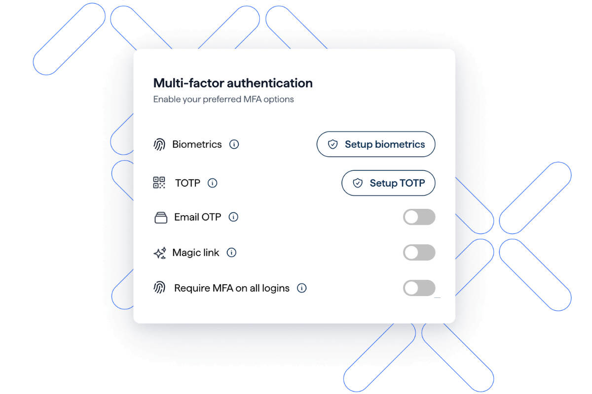 Veriam let's users choose from supported MFA options